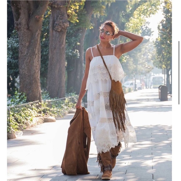 ANTHROPOLOGIE Mes Desmoiselles Crochet boho Lace Midi Dress PISTIL 38 M - Picture 10 of 13